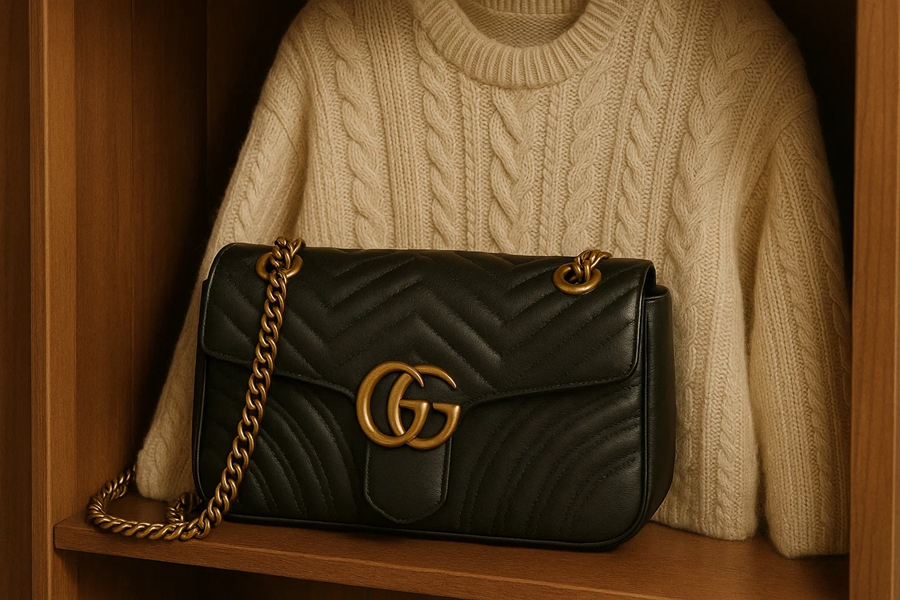 衣櫃裡那只原單Gucci GG Marmont與祖母的喀什米爾毛衣，金屬雙G隨年月漸生的溫潤感特別耐看 精品圖 5
